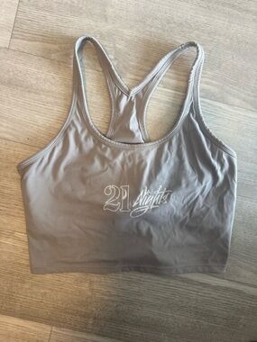 Neutral Taupe Athletic Crop Tank Top